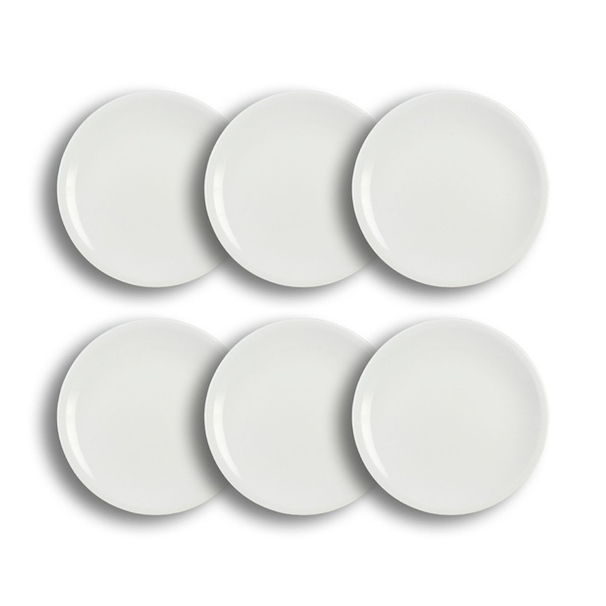Lot de 6 assiettes plates 24,5cm en porcelaine, OMEGA blanc, OGO LIVING