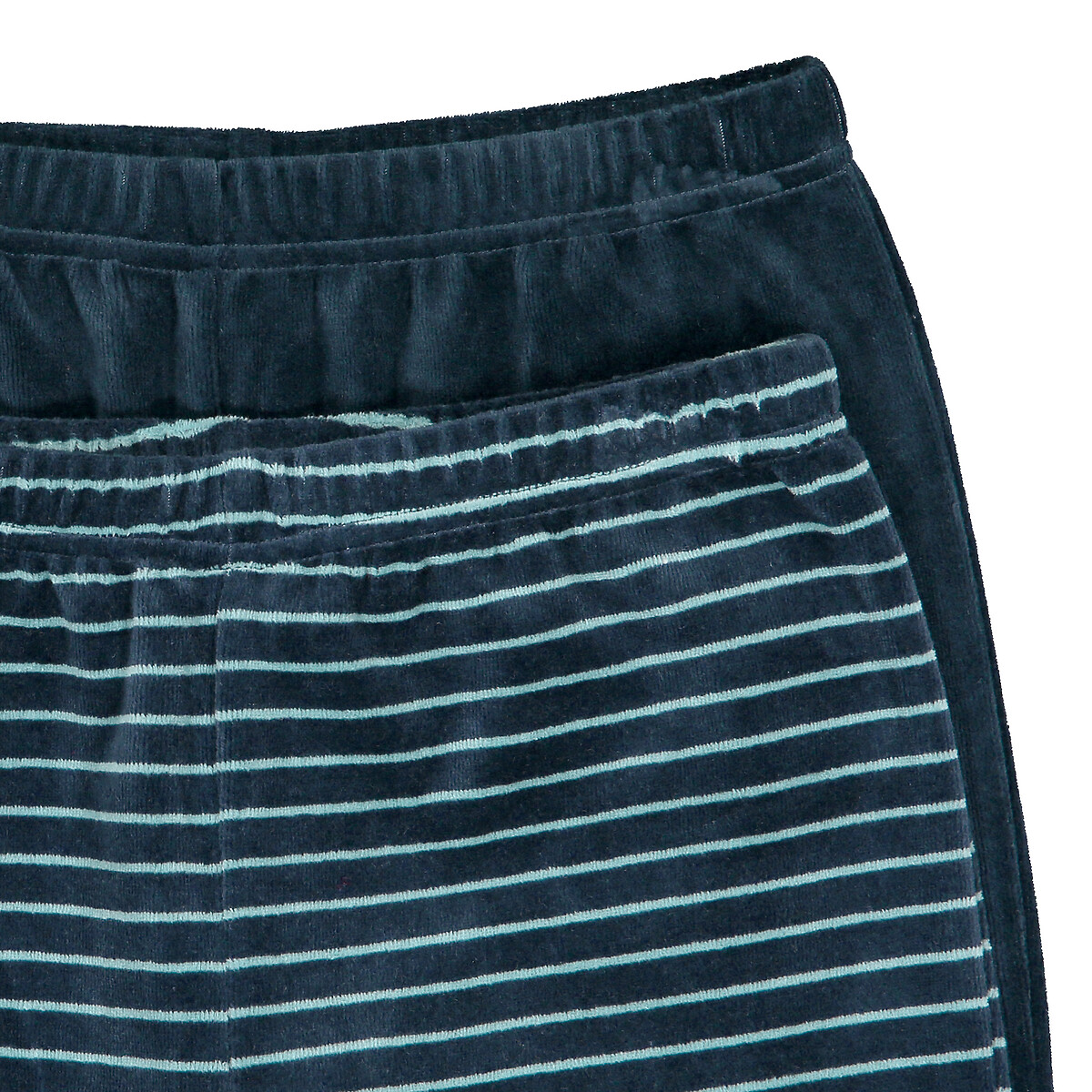 Lot de 2 pyjamas en velours bleu + marine, LA REDOUTE COLLECTIONS