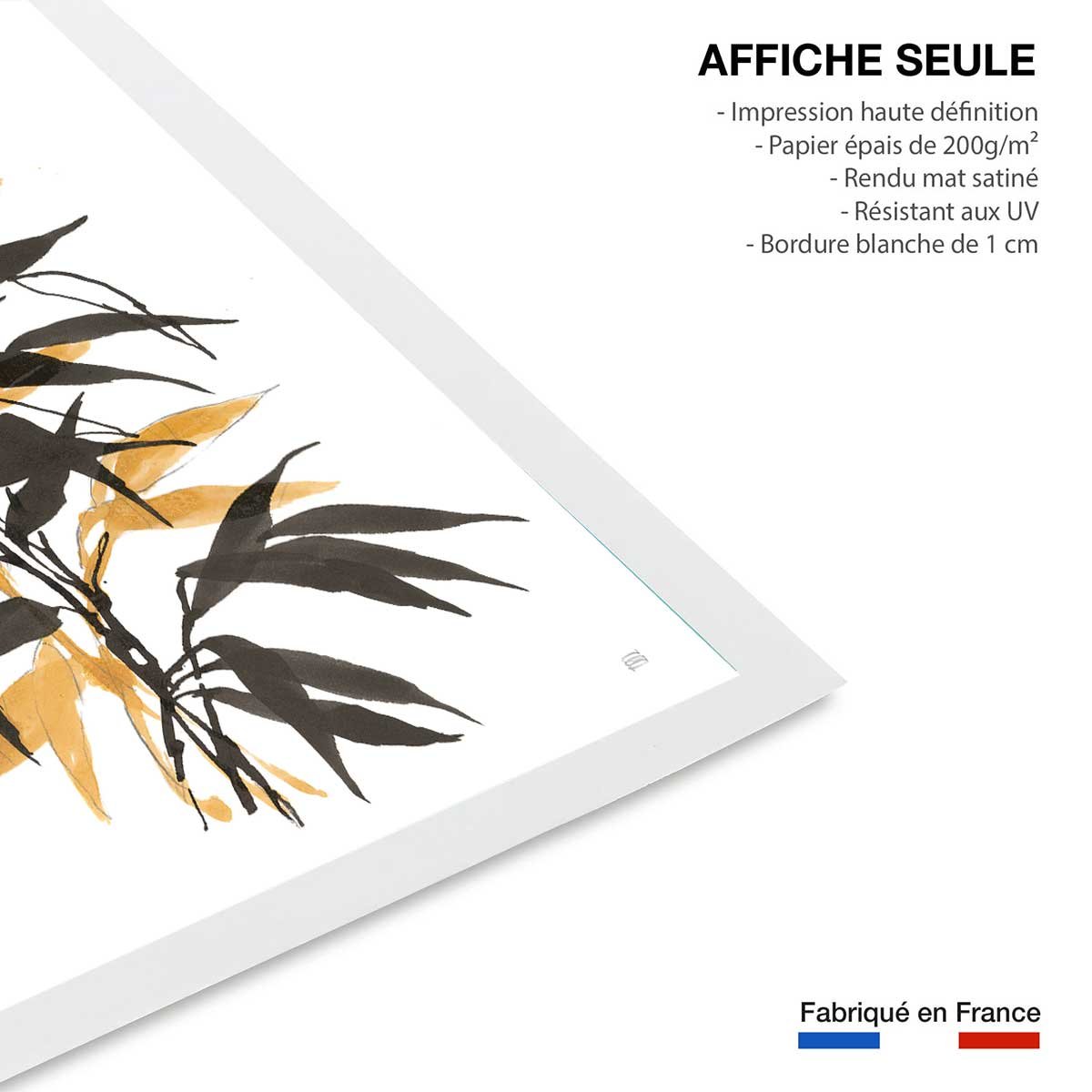 Poster watercolor bambou affiche seule, HEXOA