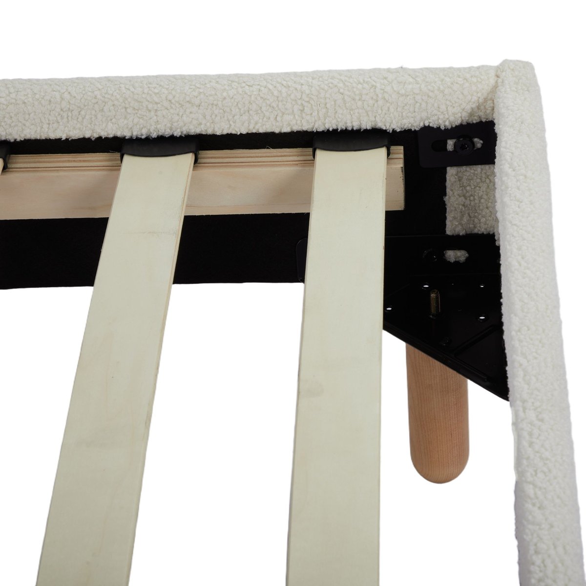 Sommier kit bouclette en tissu sherpa 13 lattes ivoire, TERRE DE NUIT