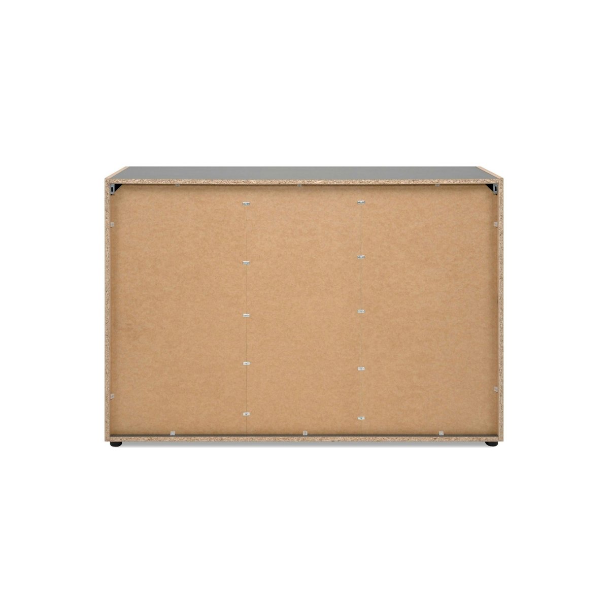 Buffet de rangement gris foncé 3 portes 1 tiroir ALVA bois naturel, PIER IMPORT