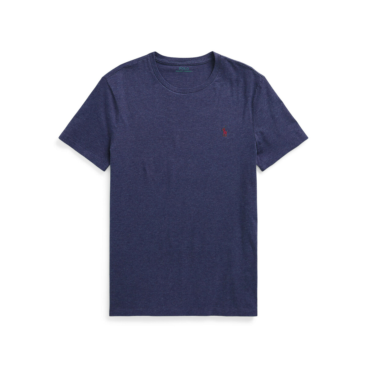 T-shirt girocollo in jersey taglio aderente blu tinta unita , POLO RALPH LAUREN
