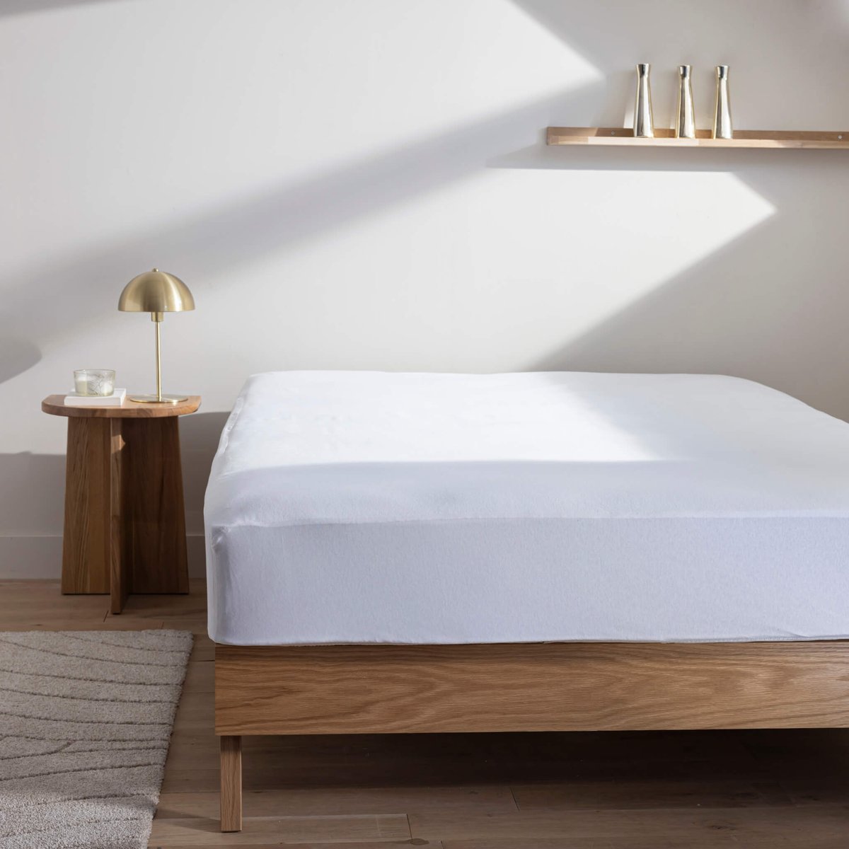 Protège matelas molleton coton bio bonnet 27 cm - LUNE blanc, SOMEO