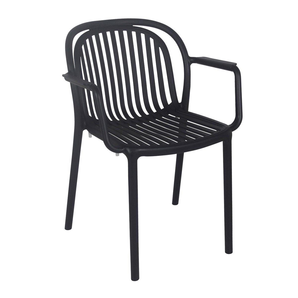 Lot de 4 fauteuils de terrasse en plastique, COPENHAGUE noir, OVIALA
