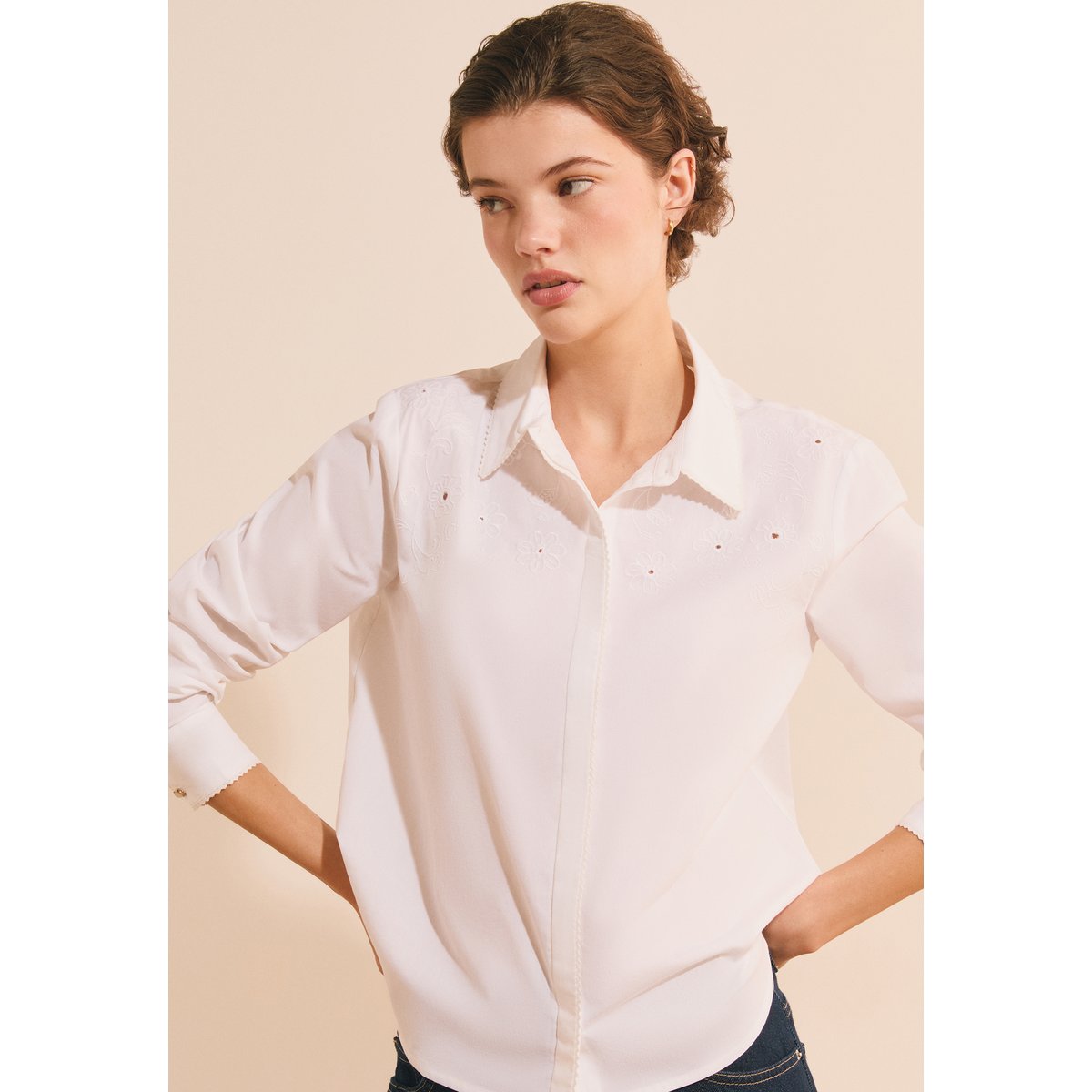 ETAM CHEMISE CLAUDIE BROD - CHEMI blanc, ETAM