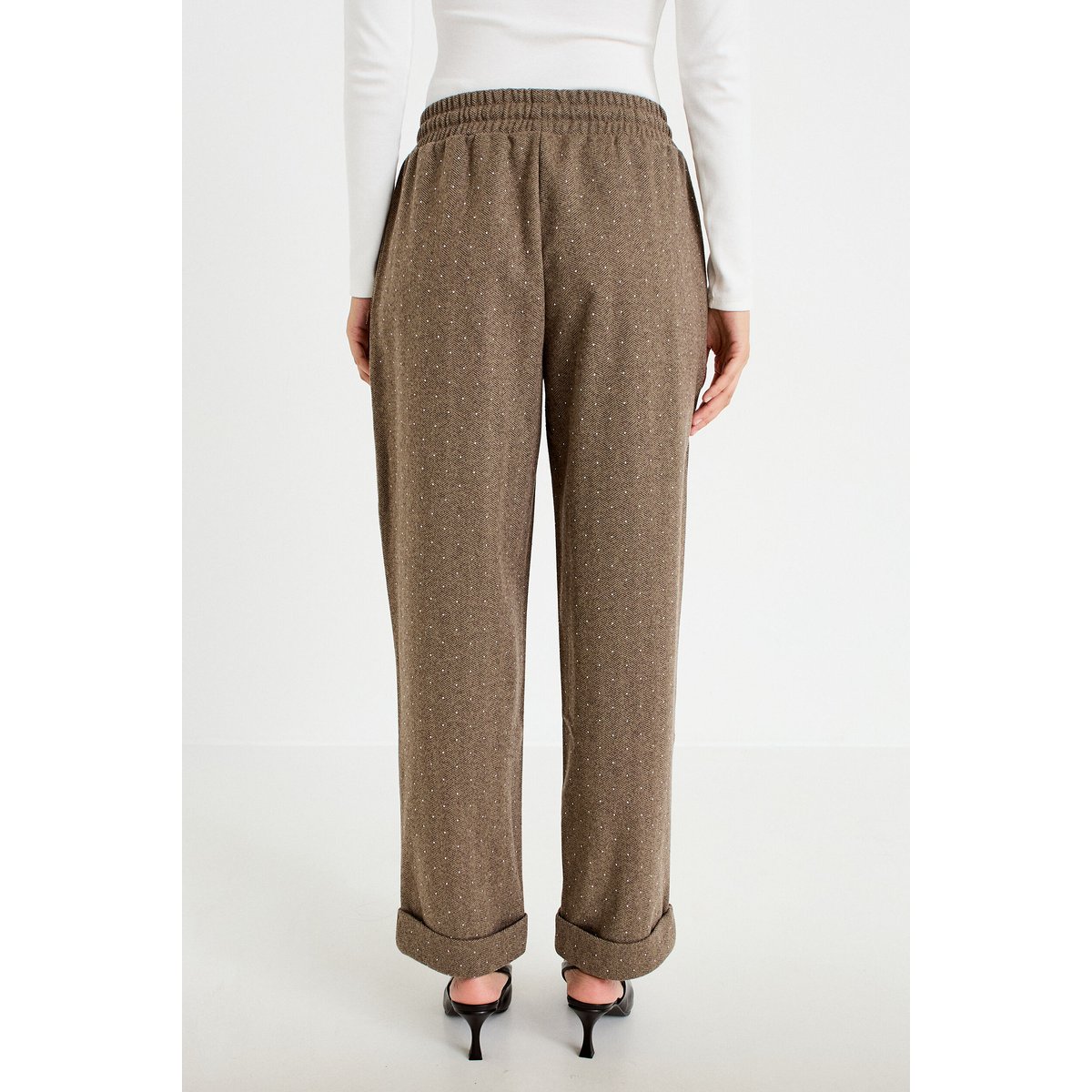 Jogging jegging en maille taupe, CACHE CACHE