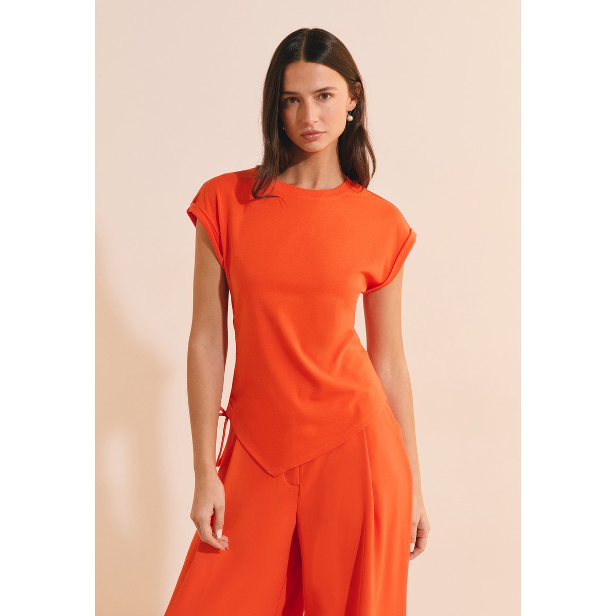 T-shirt avec liens noués sur le côté ALICE orange, ETAM