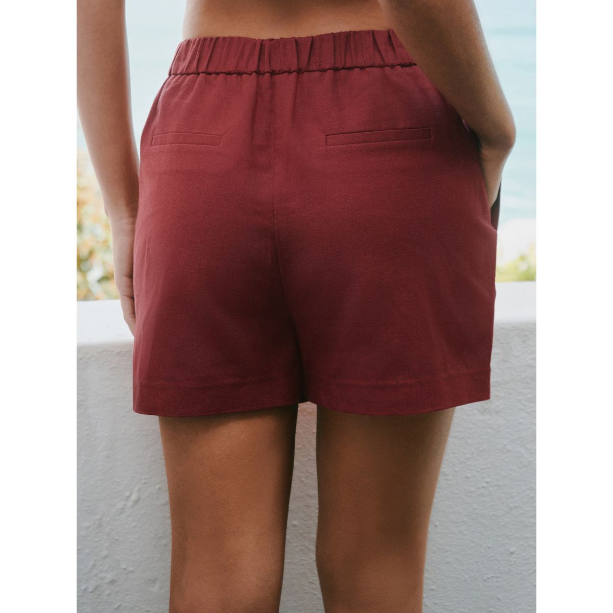 Short épais en lin marron rouille, NEXT