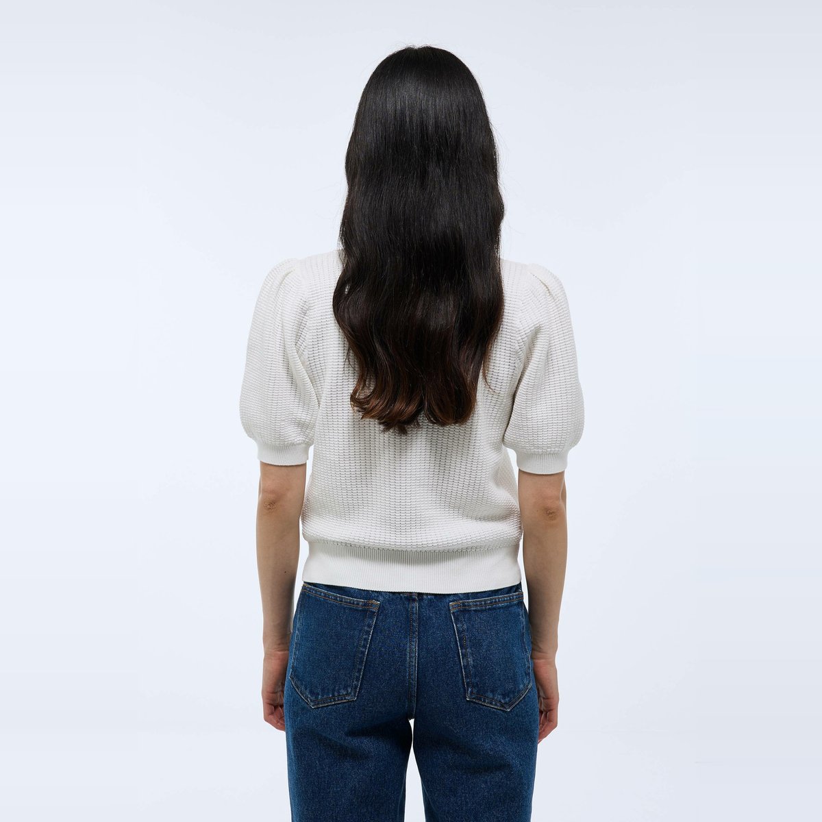 Pull manches courtes uni ecru, MONOPRIX