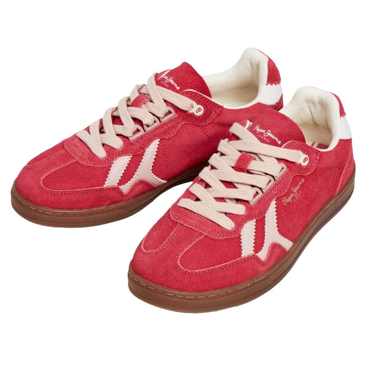 Ball - Baskets Rétro En Daim rouge clair, PEPE JEANS
