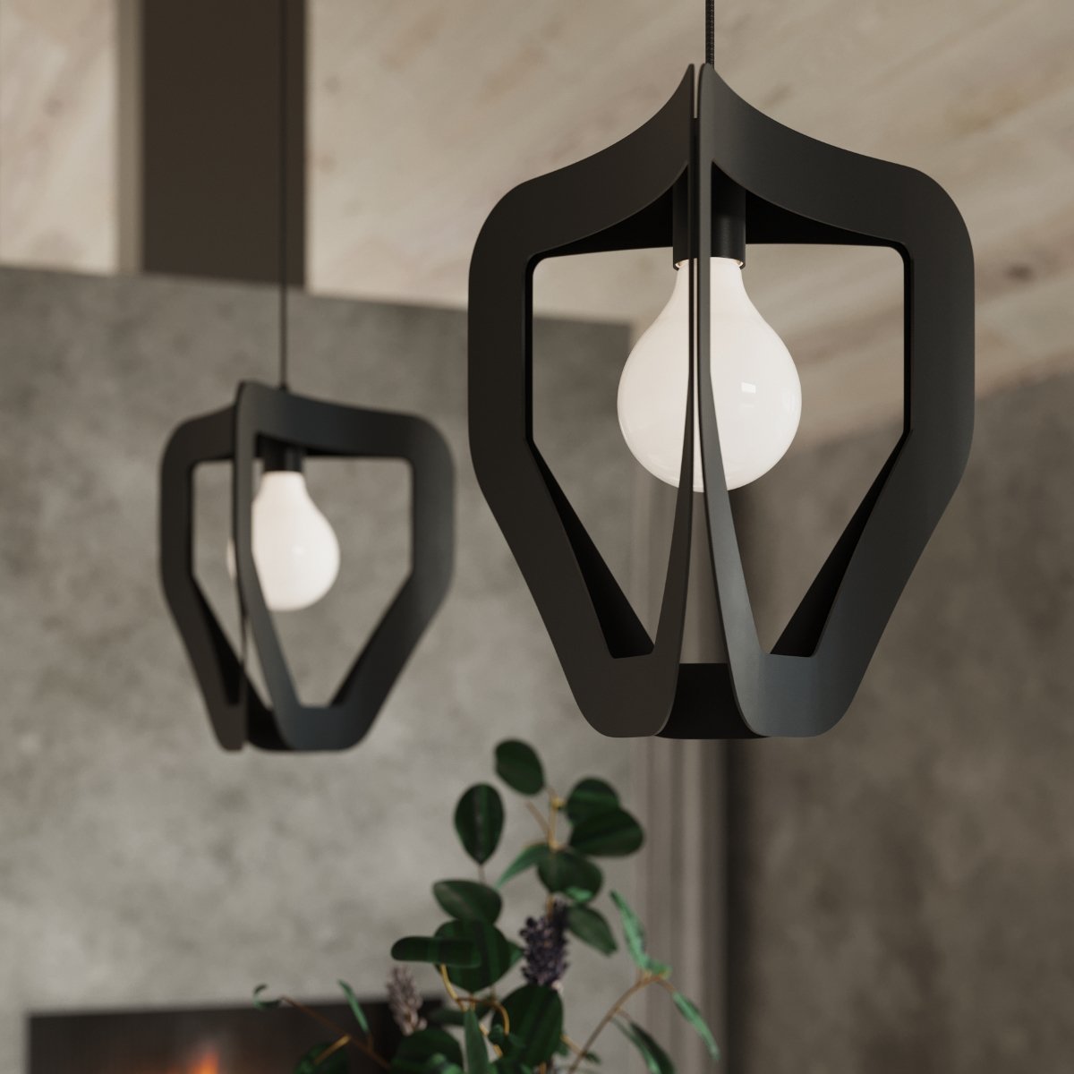Suspension Acier Noir E27 1 Tres noir, EDEN