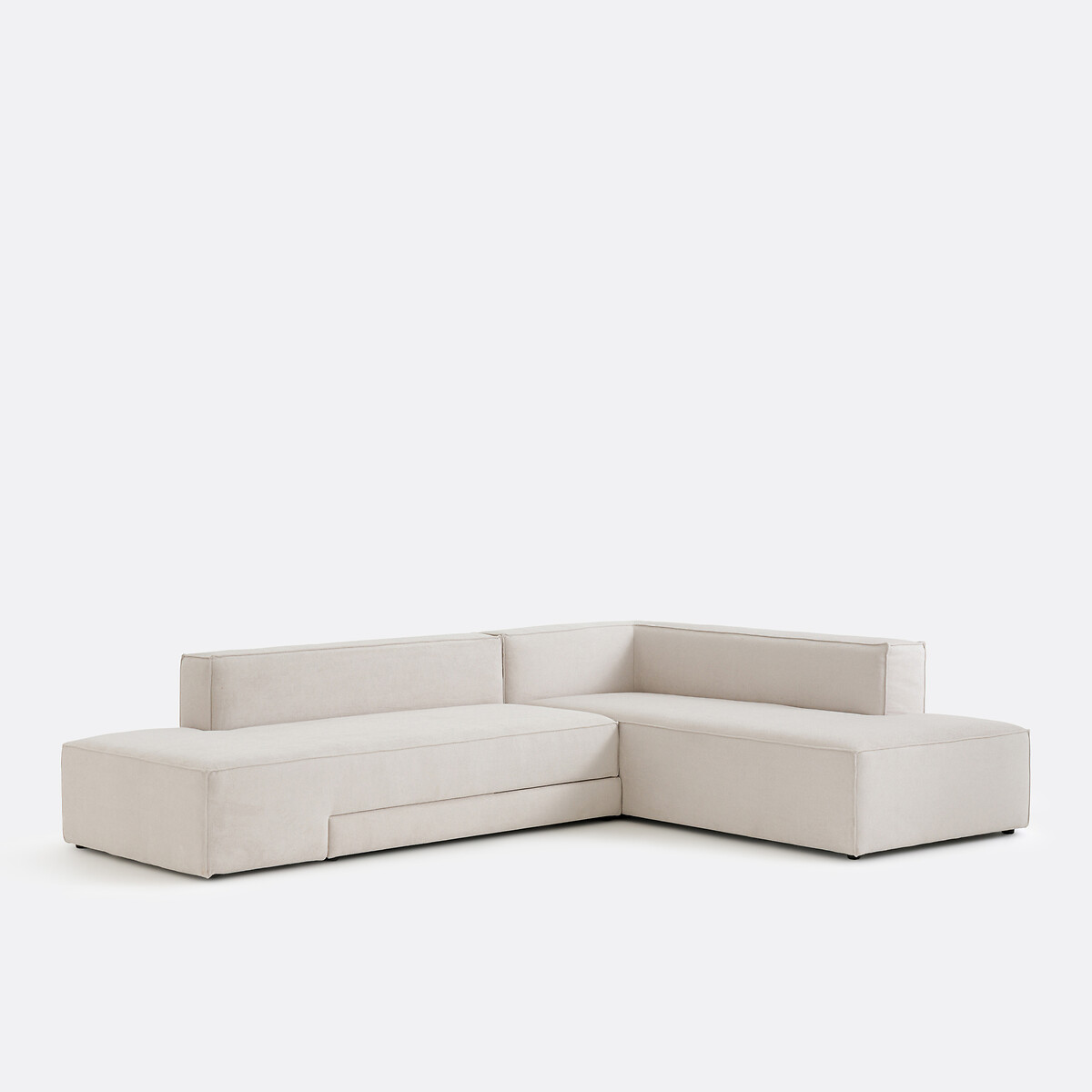 Canapé angle convertible polyester texturé, Ginosa ecru, LA REDOUTE INTERIEURS
