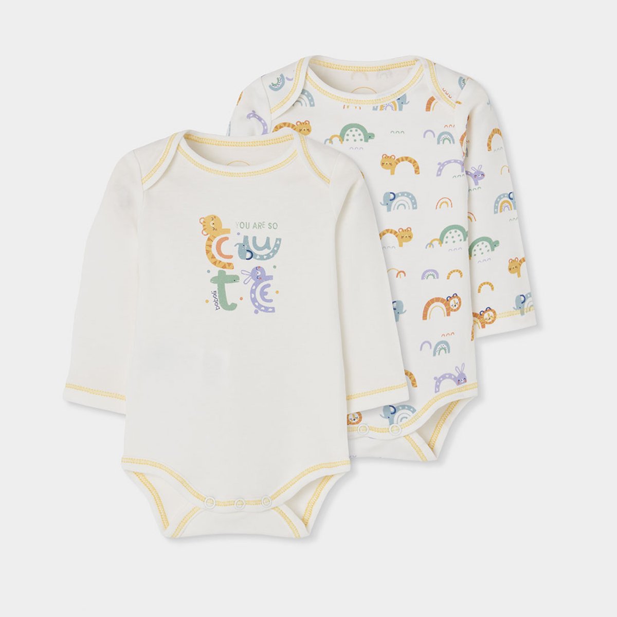 Lot 2 bodies bébé imprimé animaux multicolore, BOBOLI