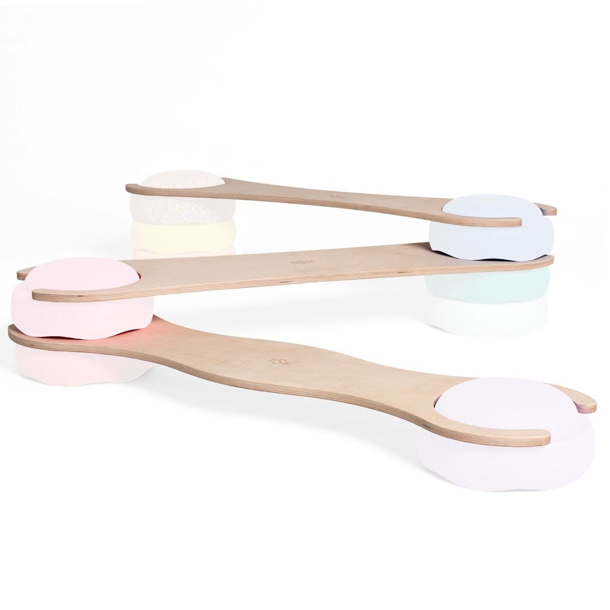 Lot de 3 planches d'équilibre compatibles Stapelstein bois naturel, TISSI