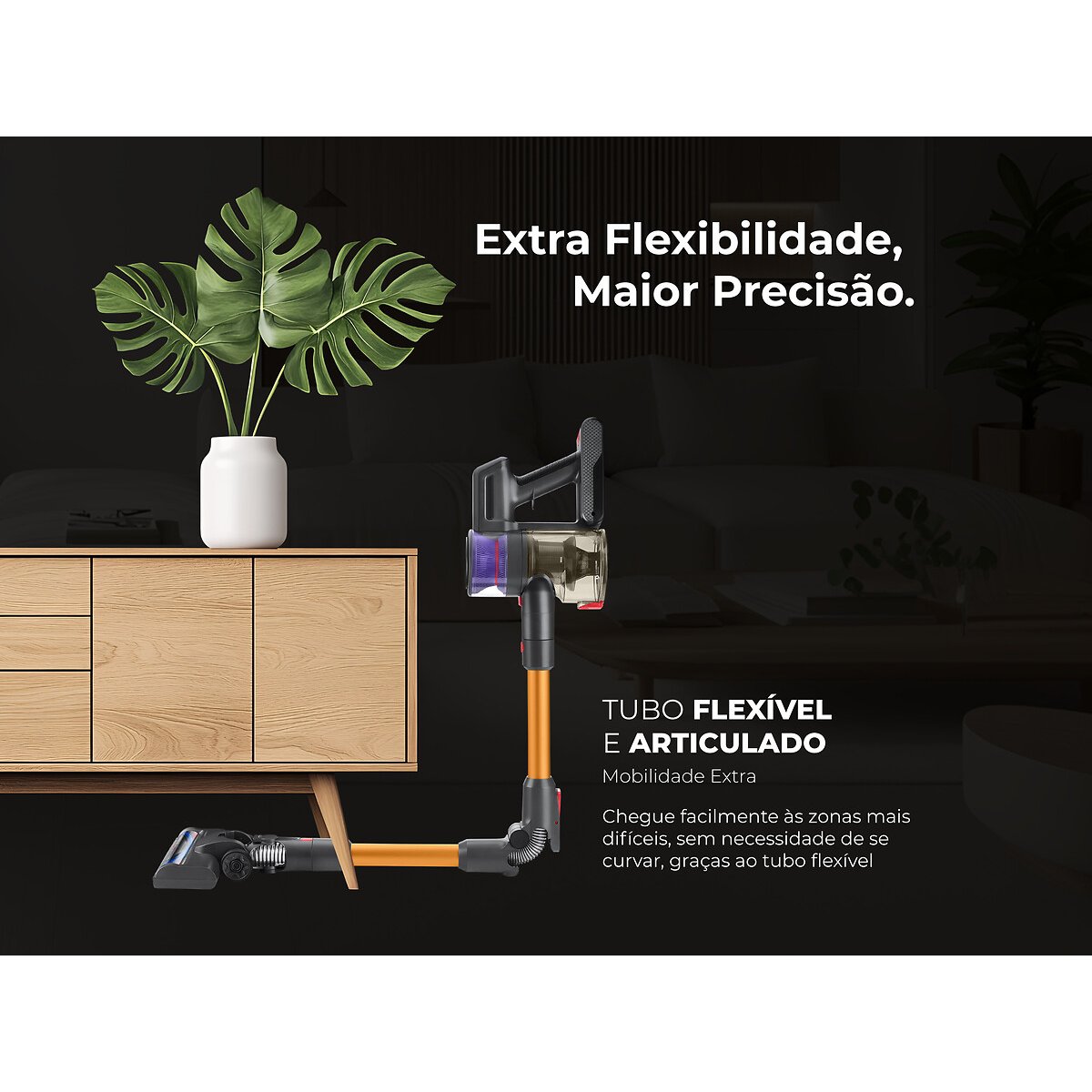 Aspirador Vertical Sem Fios ProClean Flex 50 1649FL, FLAMA laranja, FLAMA