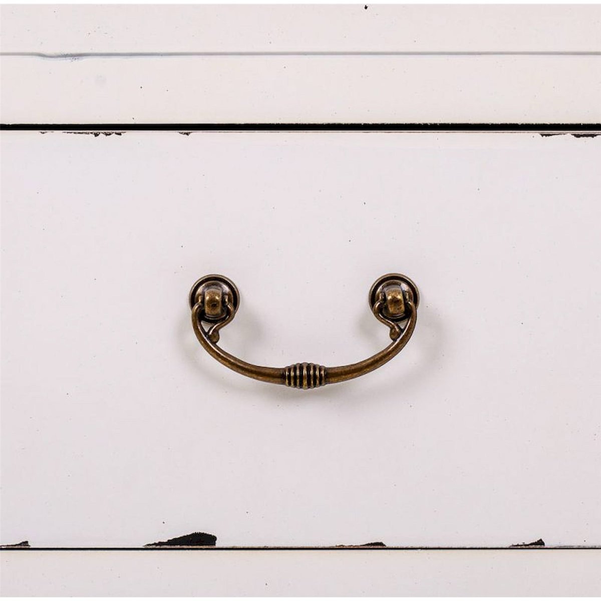 Enfilade rectangulaire en bois et rotin blanc antique et rotin naturel, RECOLLECTION