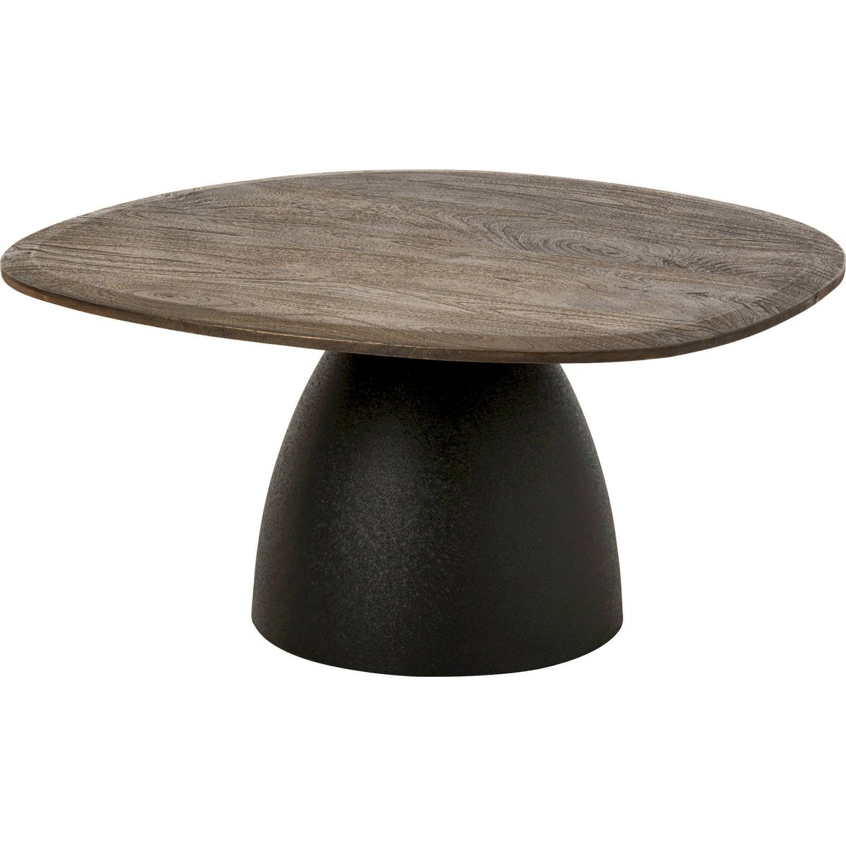 Table basse ronde en bois de manguier marron foncé et noir, RECOLLECTION