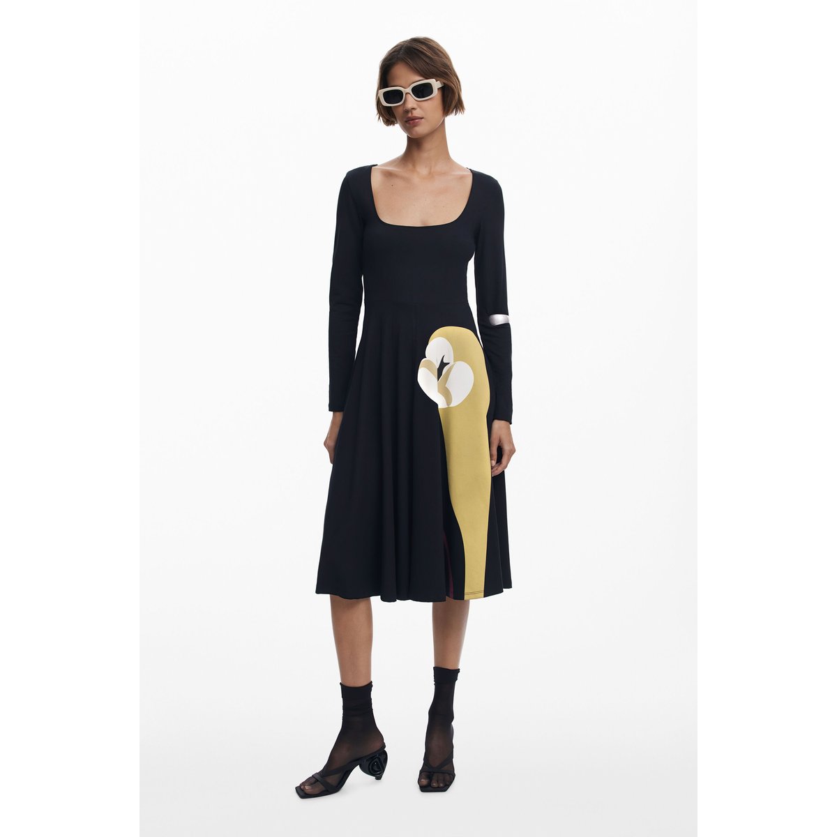 Robe évasée lys noir, DESIGUAL