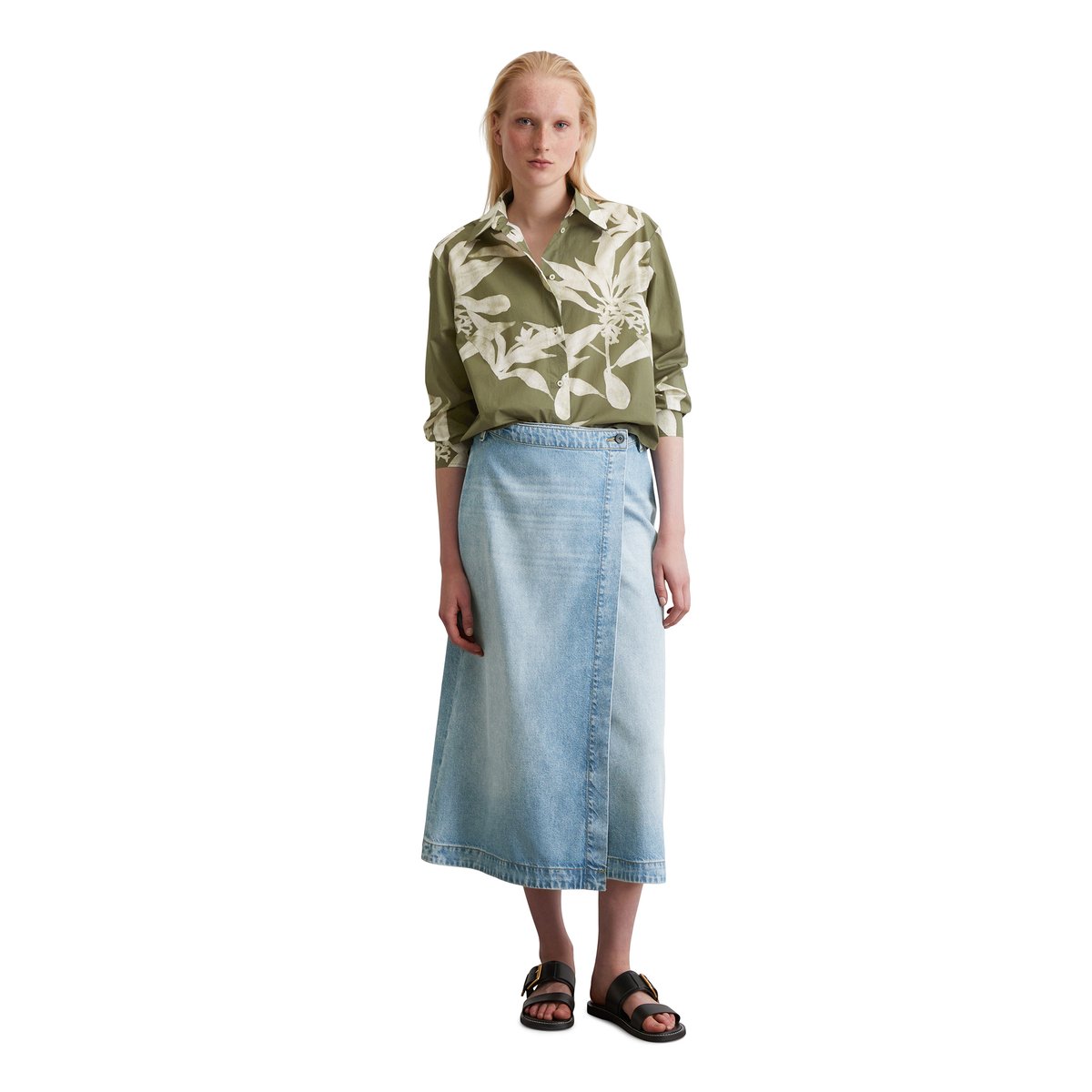 Jupe en jean paréo regular en mélange TENCEL™ Lyocell nleu clair, MARC O'POLO