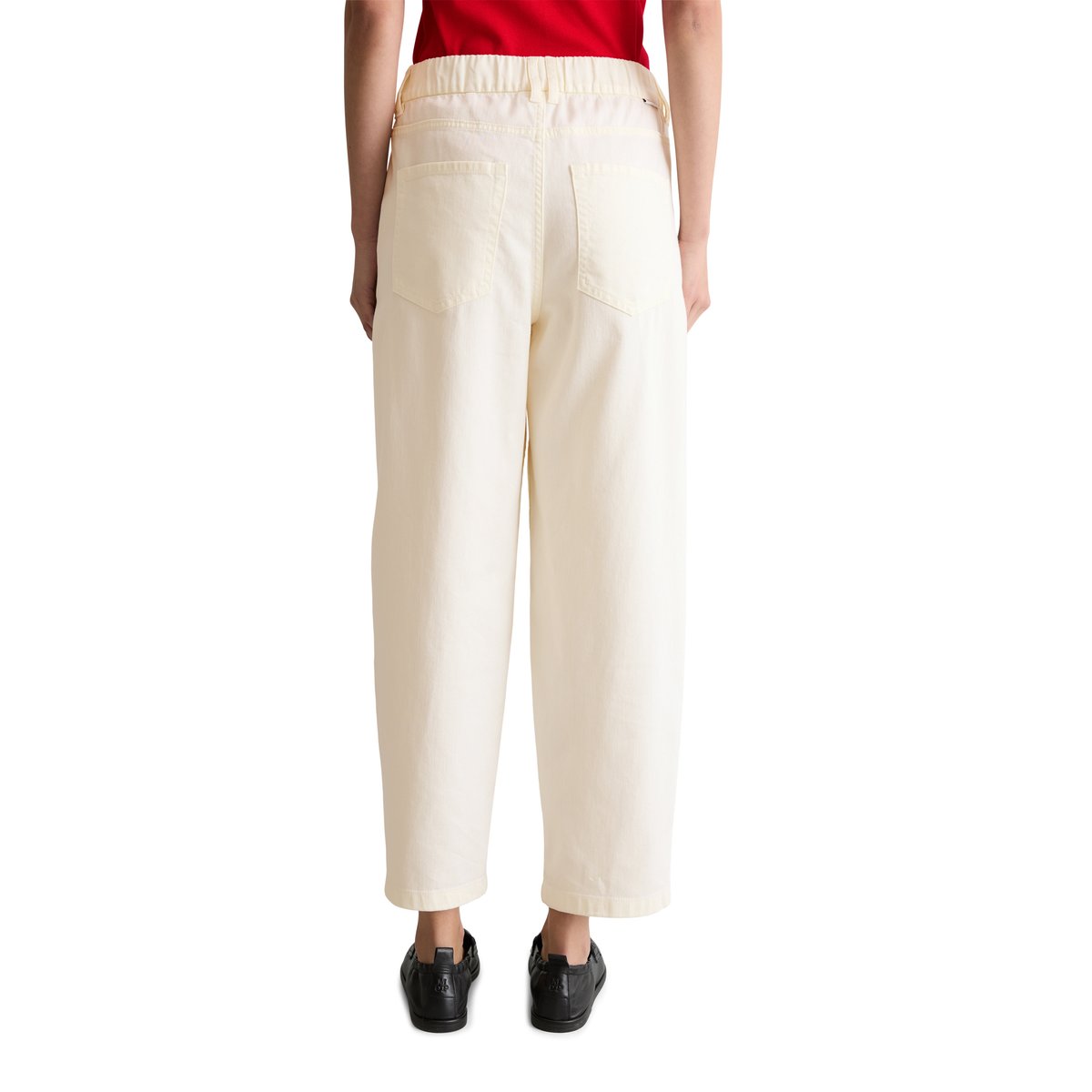 Barrel-Pants cropped en sergé de coton organique et de lyocell blanc naturel, MARC O’POLO DENIM