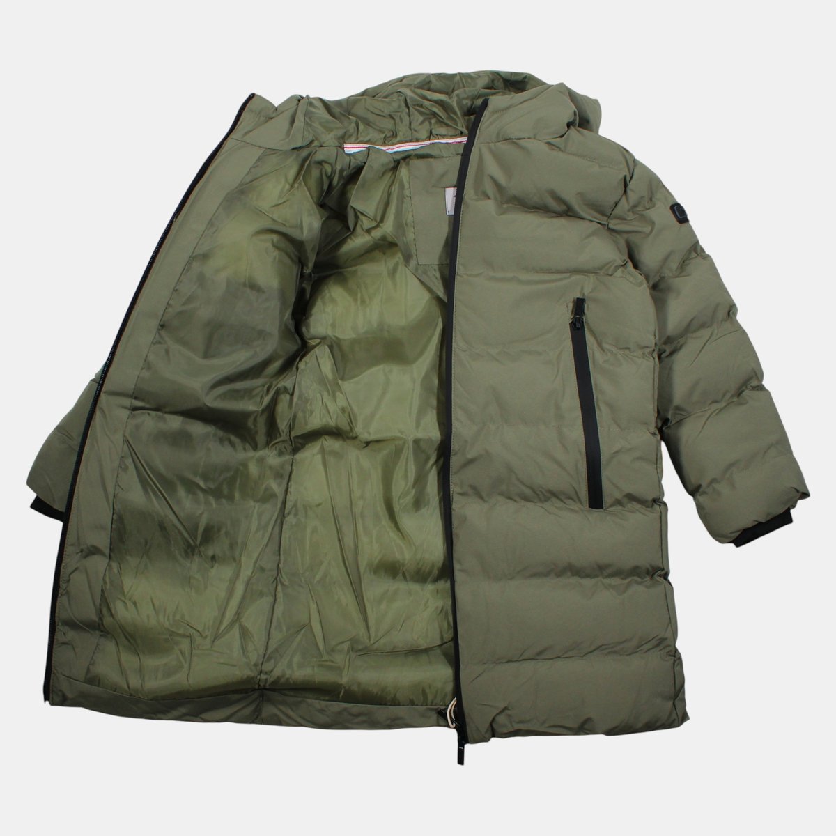 Doudoune longue zippée à capuche COCOON vert kaki, LEE COOPER