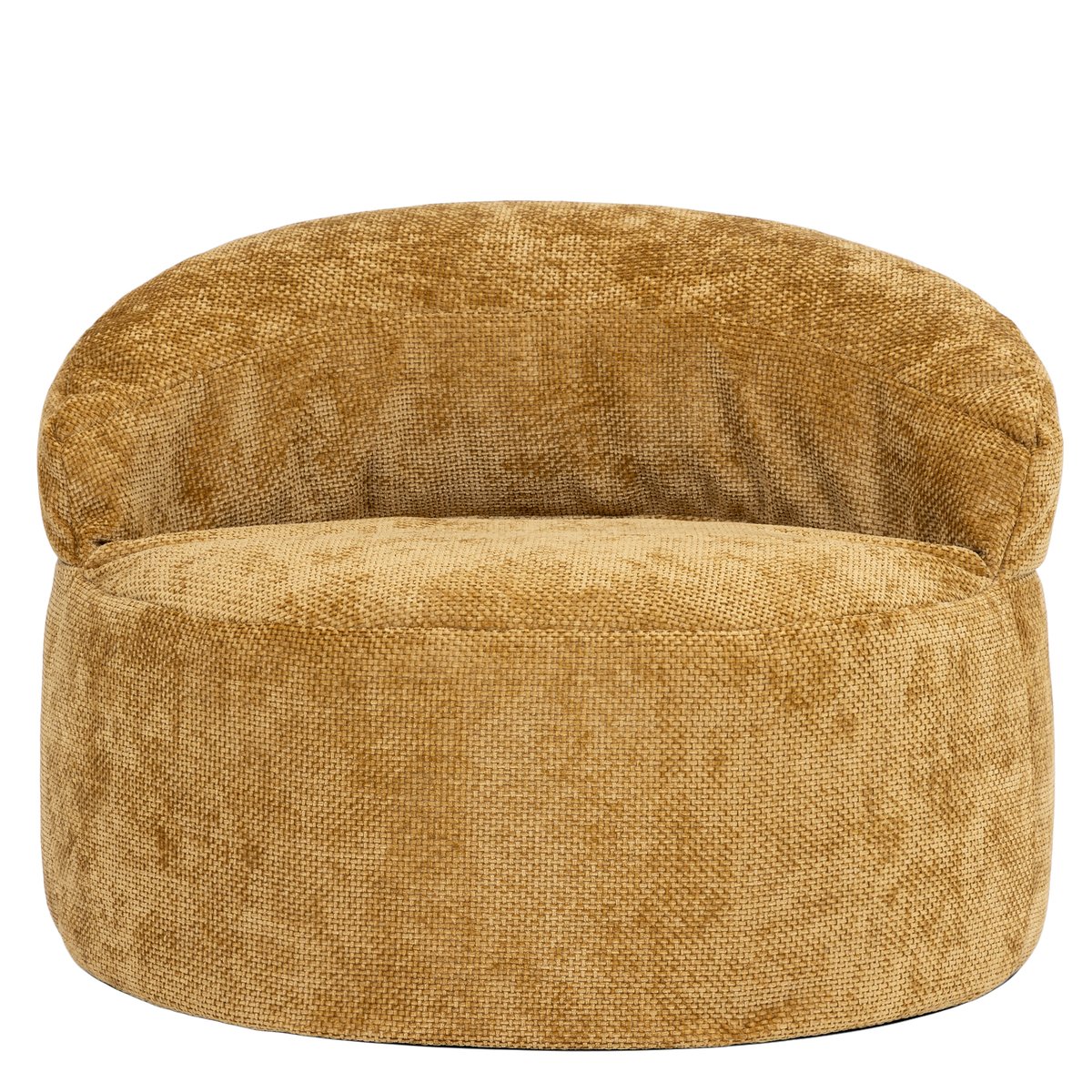 Pouf fauteuil d’appoint décoratif en tissu chenille Oeko-Tex® - ORB moutarde, ICON