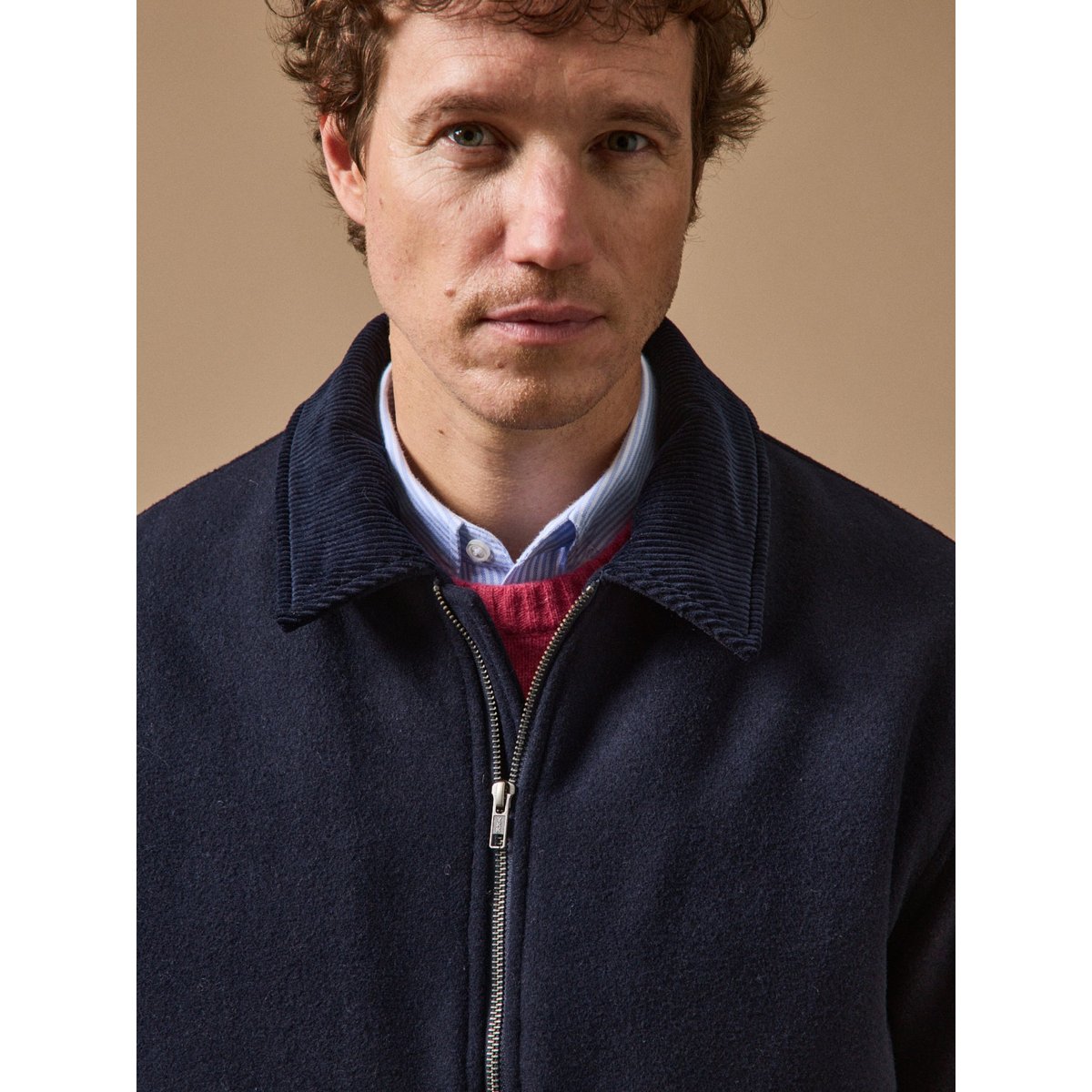 Blouson aviateur lainage chaud marine, CYRILLUS