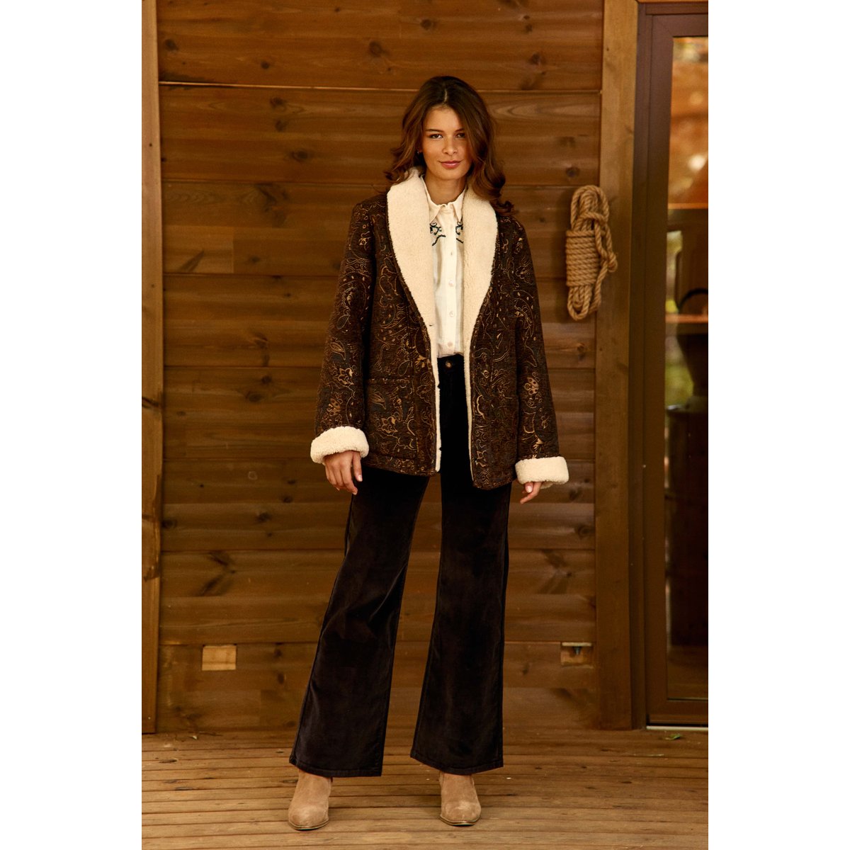 MANTEAU imprimé cachemire NOELIA 16-marron, LA PETITE ETOILE