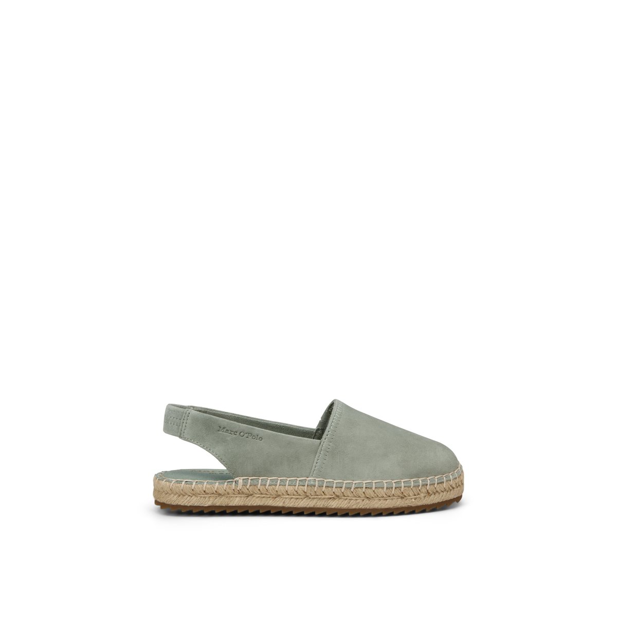 Espadrilles slingback modèle Gem en cuir de chèvre suédé vert clair, MARC O'POLO