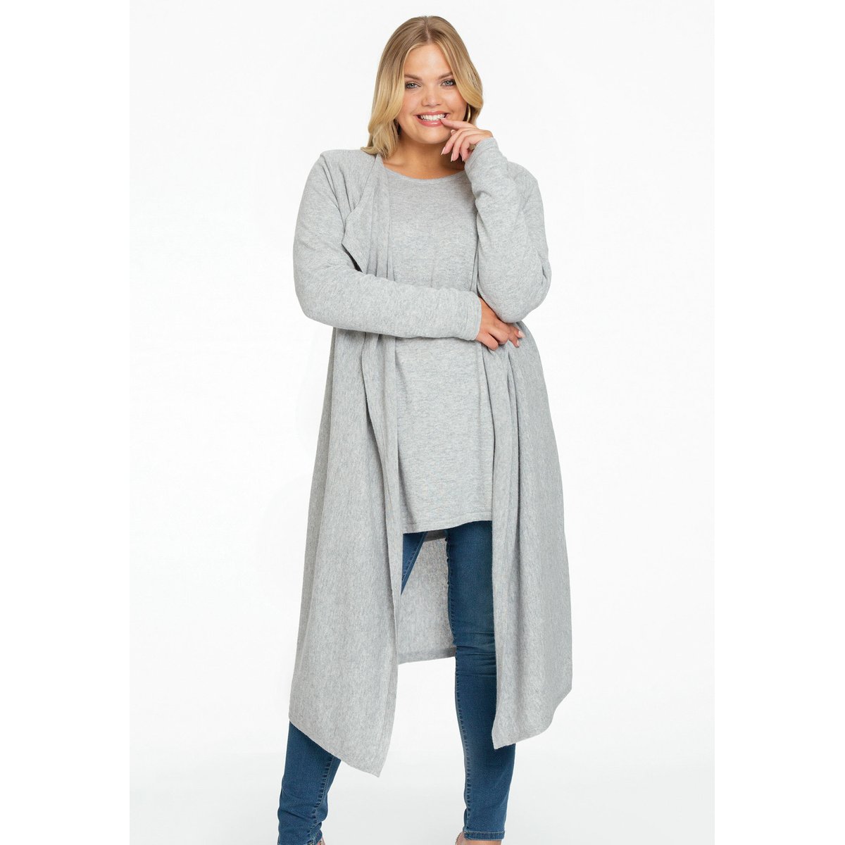 Cardigan avec un devant drapé gris clair, YOEK