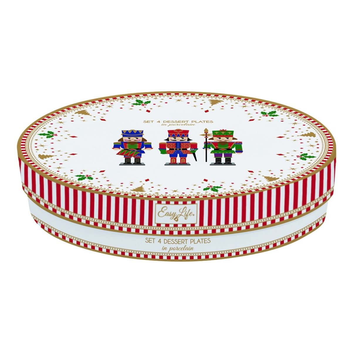 Lot de 4 assiettes à dessert en coffret multicolore, EASY LIFE