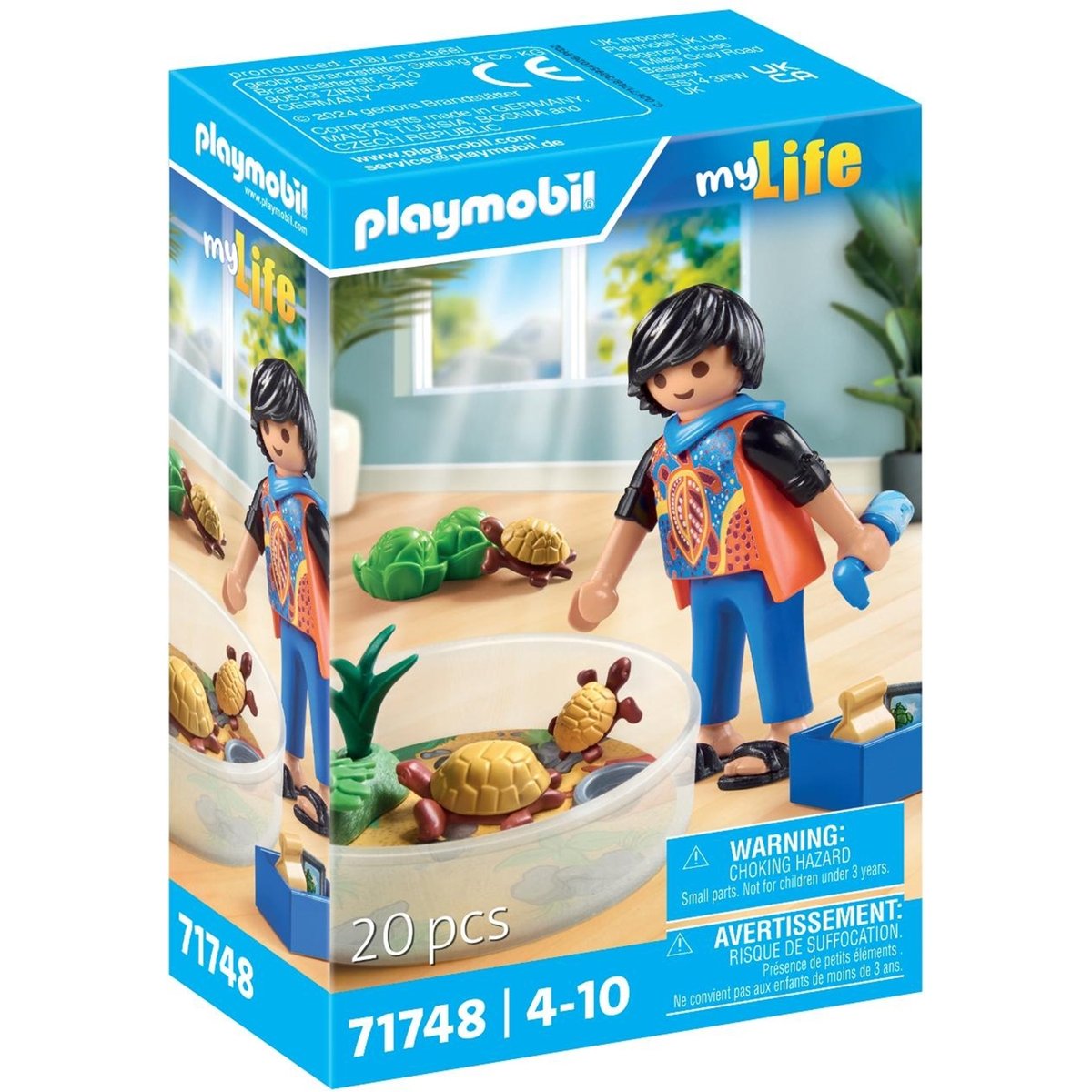 Garçon avec famille de tortues dans un terrarium multicolore, PLAYMOBIL