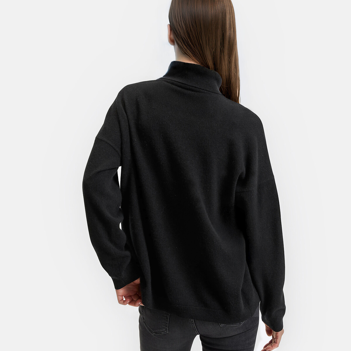Pull col roulé, en fine maille cachemire noir, LA REDOUTE COLLECTIONS