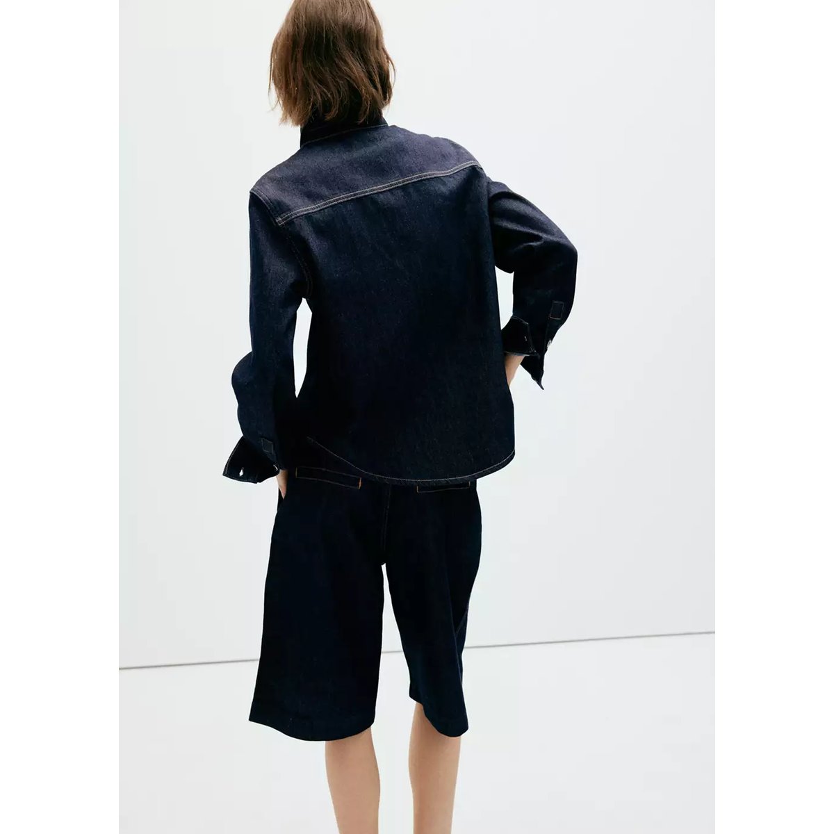 Bermuda straight fit pinces bleu, MANGO