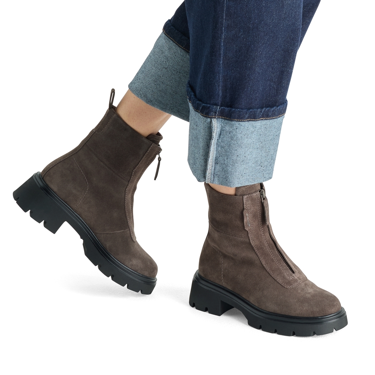 Bottine en cuir marron, TAMARIS