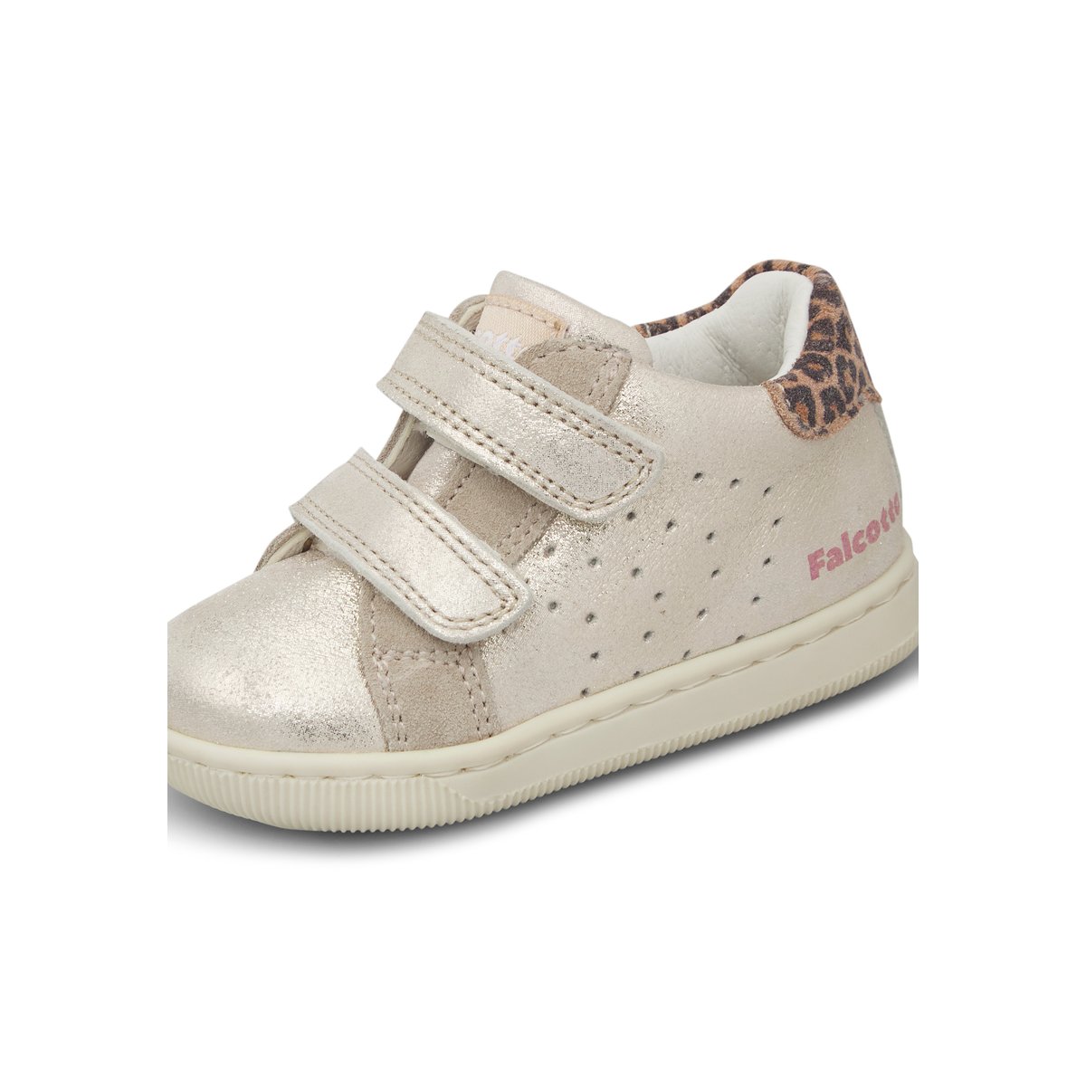 Baskets en cuir et suède KINER VL platine-beige, FALCOTTO