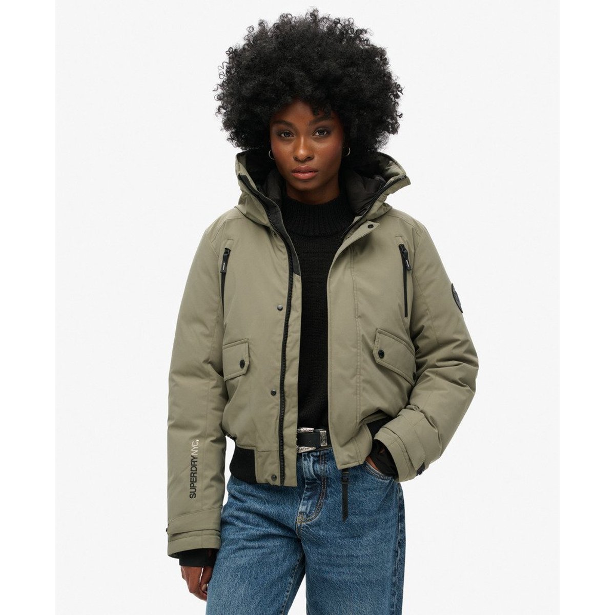 Bomber rembourré City vert olive poudré, SUPERDRY