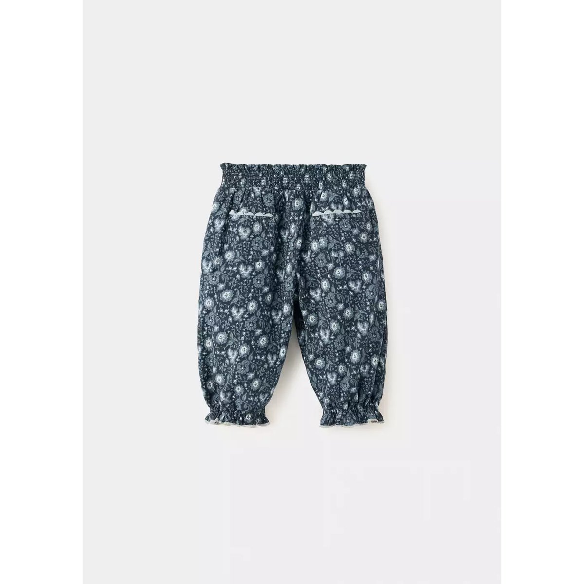 Pantalon bouffant à fleurs bleu pétrole, MANGO BABY