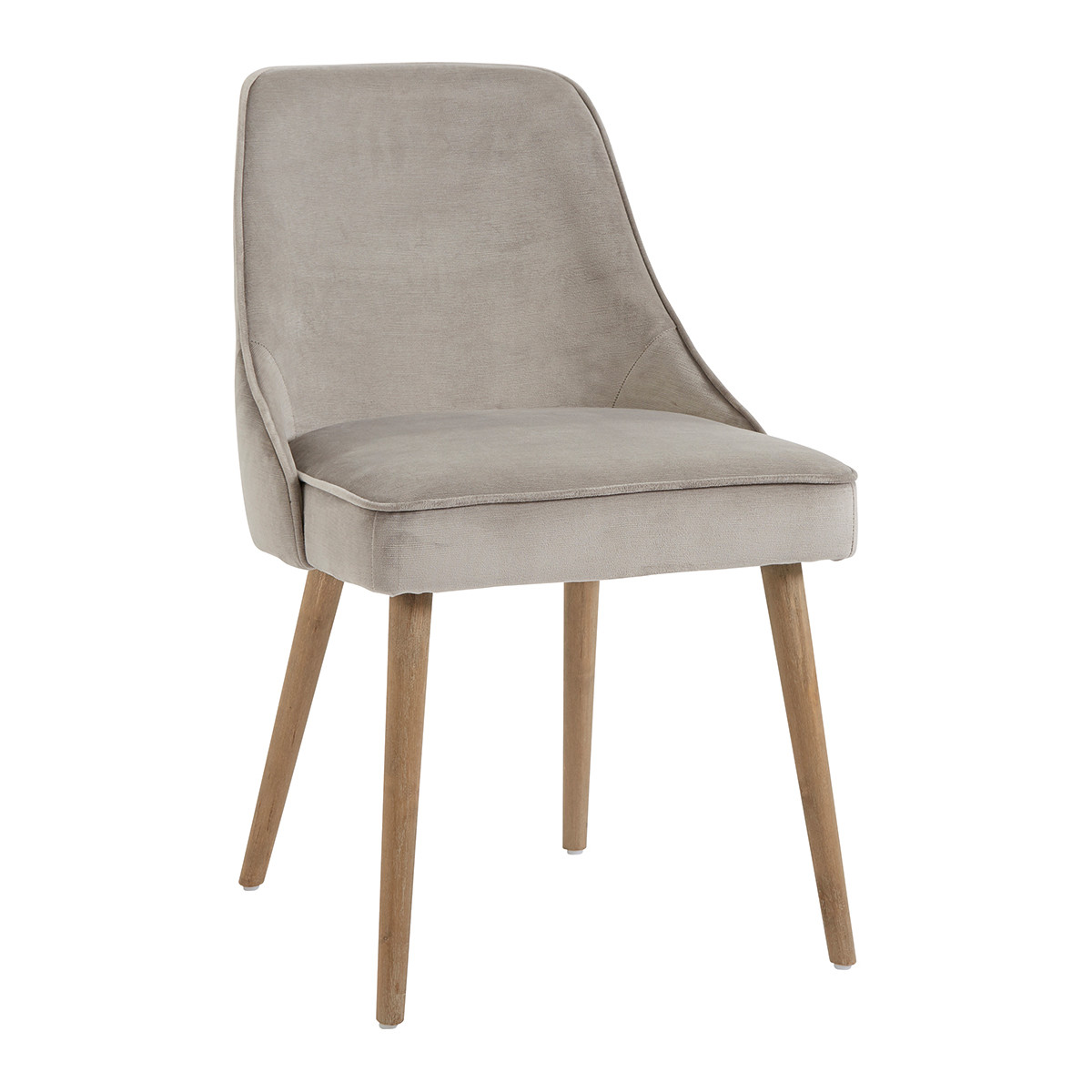 Chaise en velours beige, BLANC D’IVOIRE
