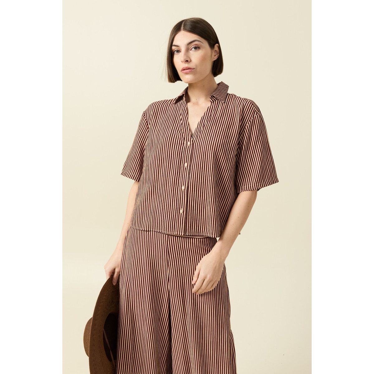 Blouse manches courtes fluide violet, BONOBO