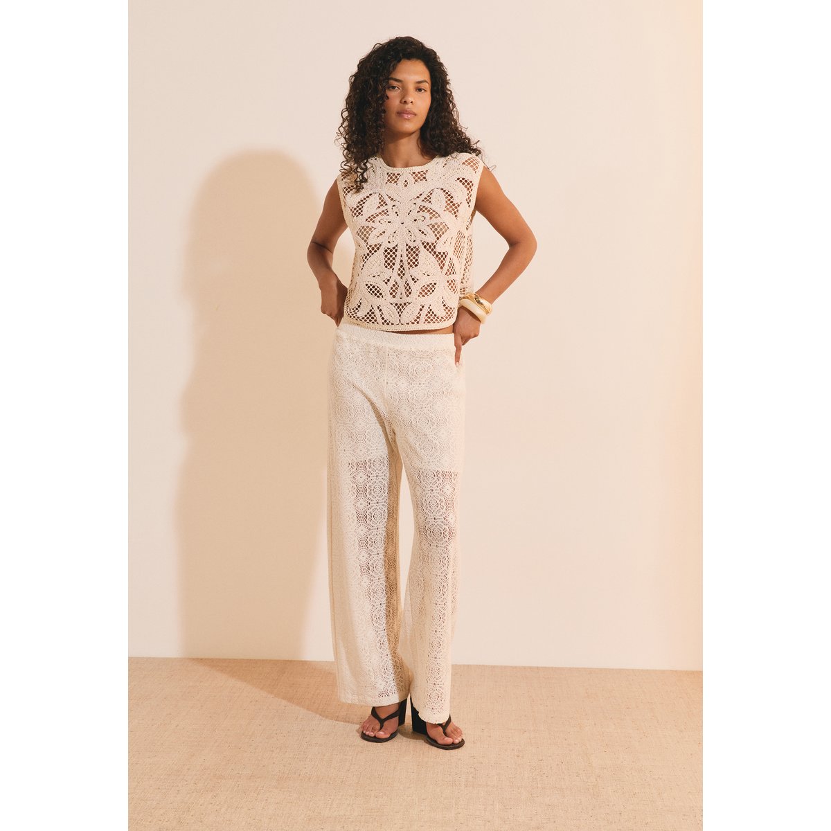 Pantalon en guipure PALOMY dune, ETAM
