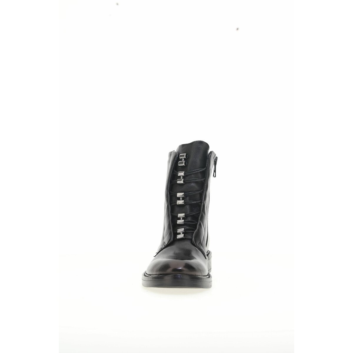 Bottines en cuir, lacets cachés noir, MJUS