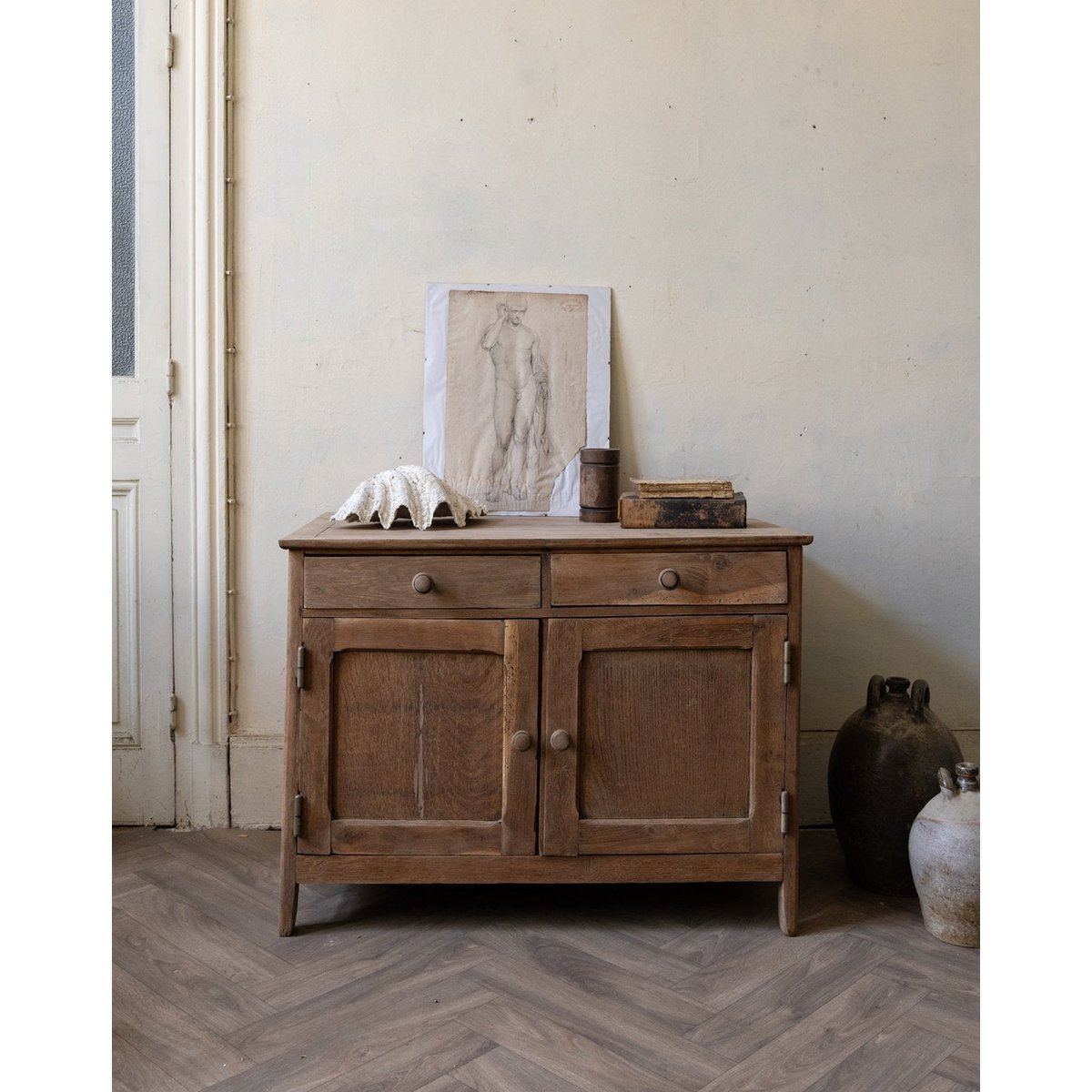 Buffet bas en bois Gilbert N°1638 - Bon état bois clair, DEBONGOUT