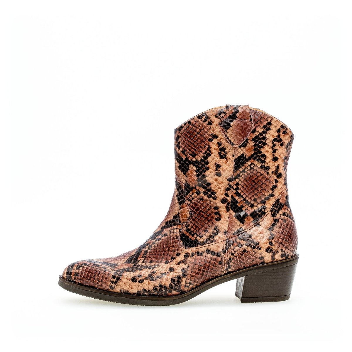 Bottines en cuir à talon façon block marron, GABOR