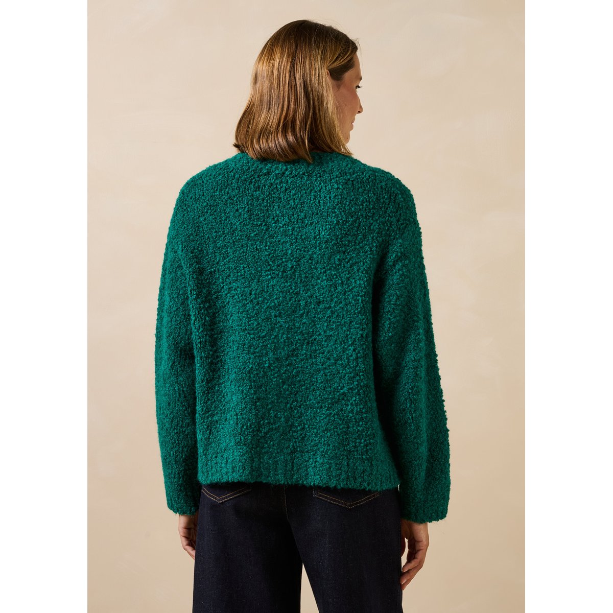 Gilet en maille bouclette col rond emeraude, LA FEE MARABOUTEE
