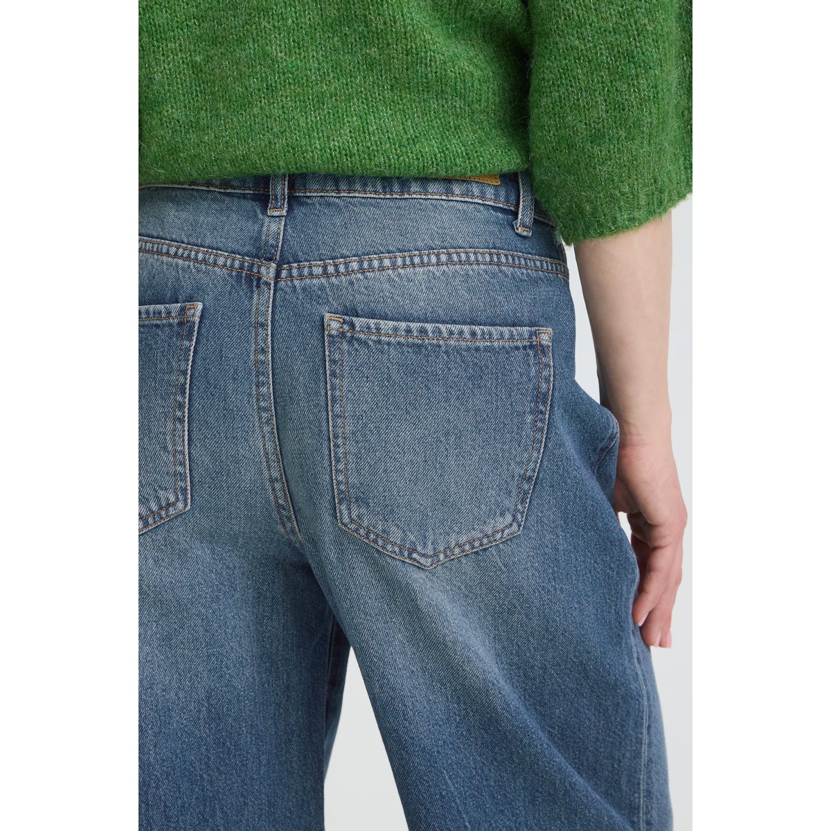Jean large barrel bleu mid blue denim, B.YOUNG