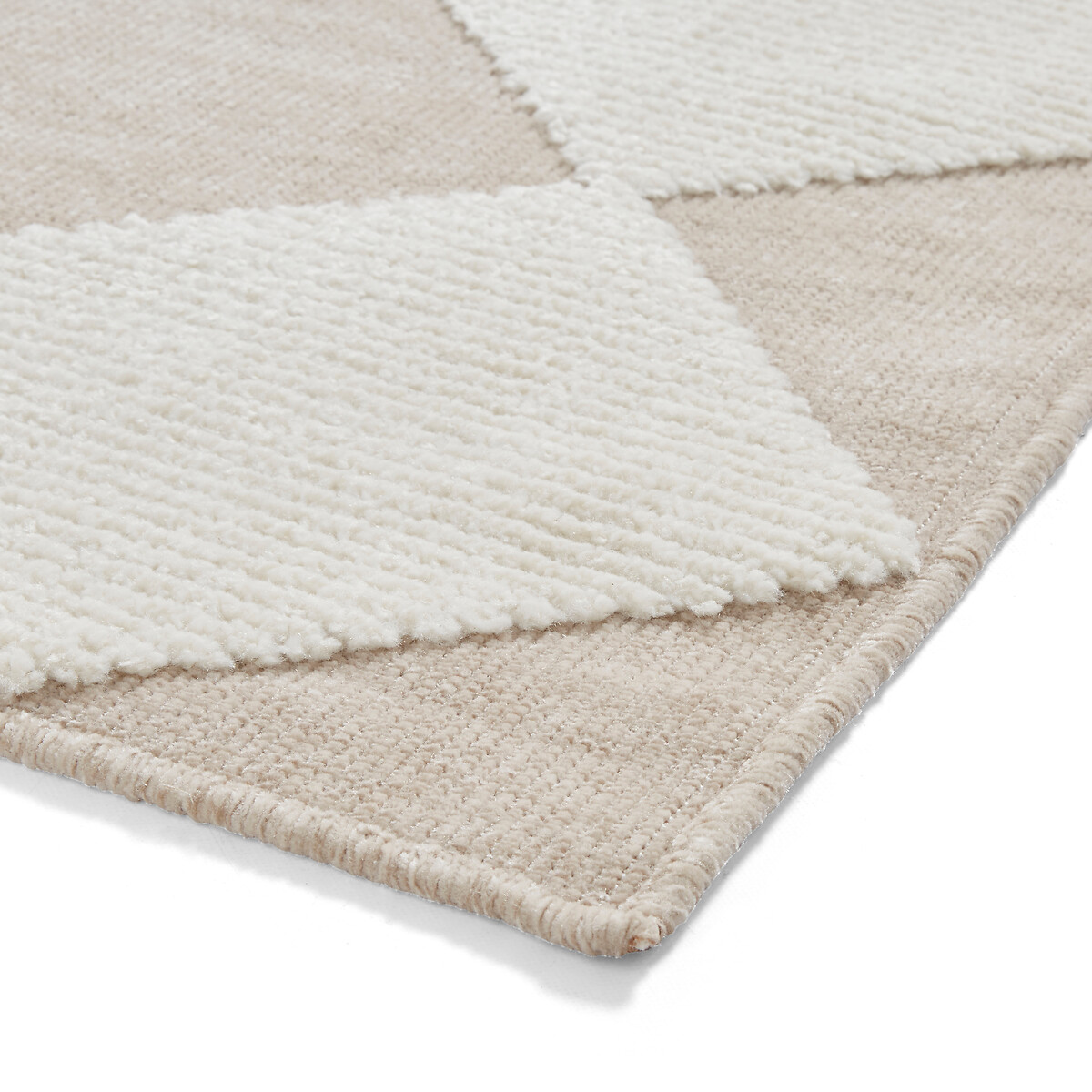 Diamond Pattern Hi-Low Textured Pile Rug beige, SO'HOME