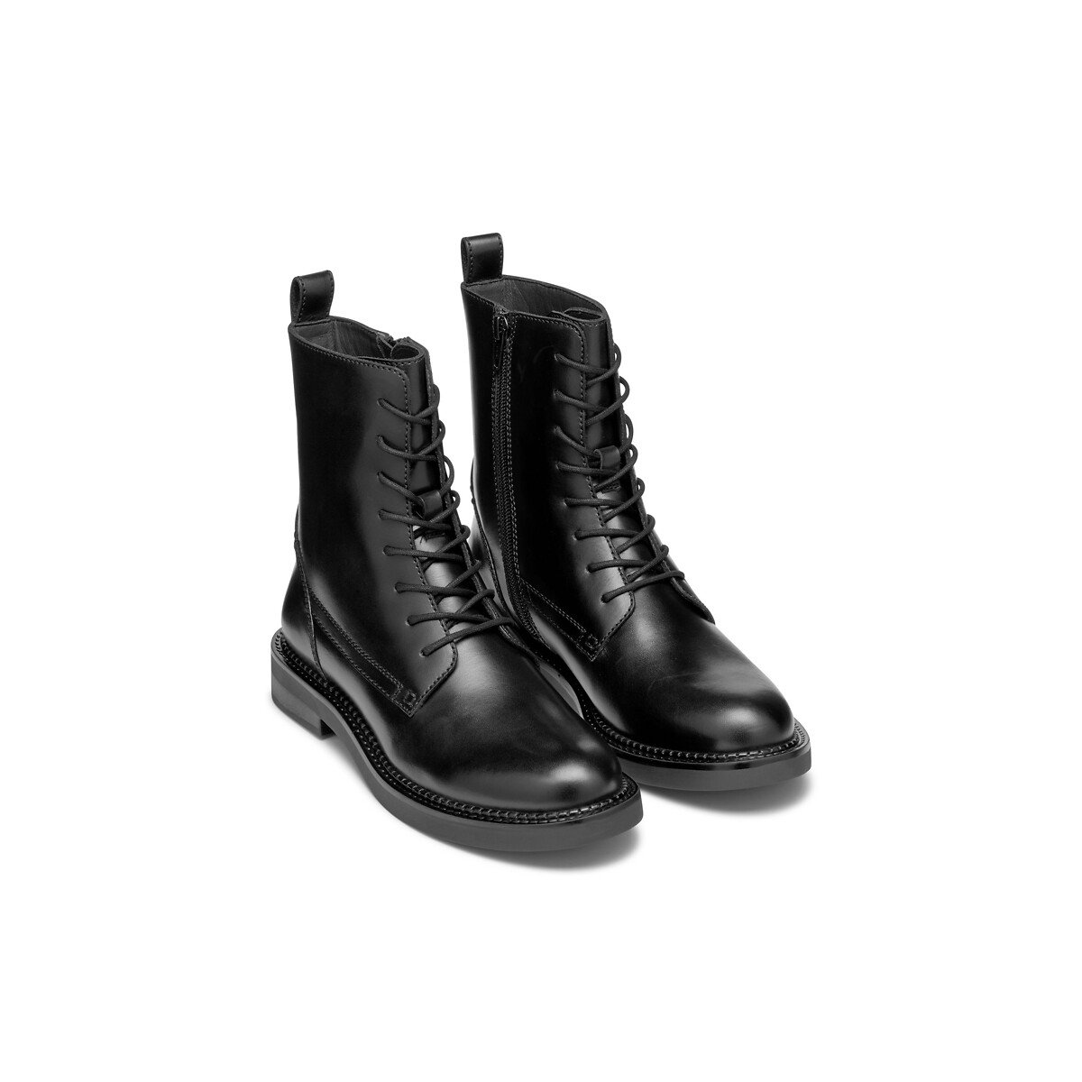 Bottines lacées en cuir, SERILDA noir, GEOX
