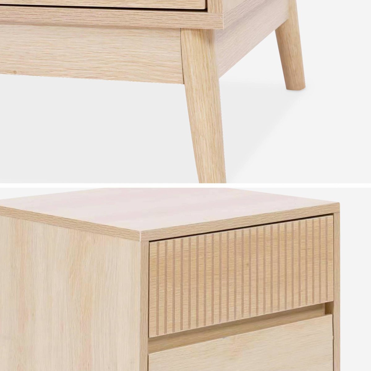 Table de chevet décor bois 2 tiroirs LINEAR bois foncé, SWEEEK