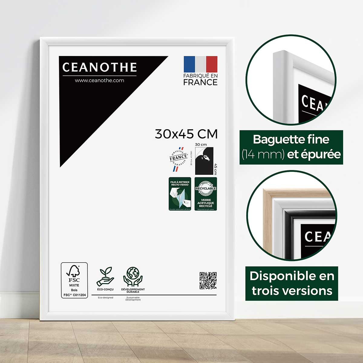 Cadre Photo Exposition En Bois Massif Fsc ESSENTIEL blanc, CEANOTHE